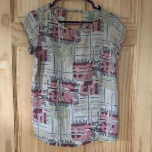 Geometric Print Keyhole Back Top, Sz M